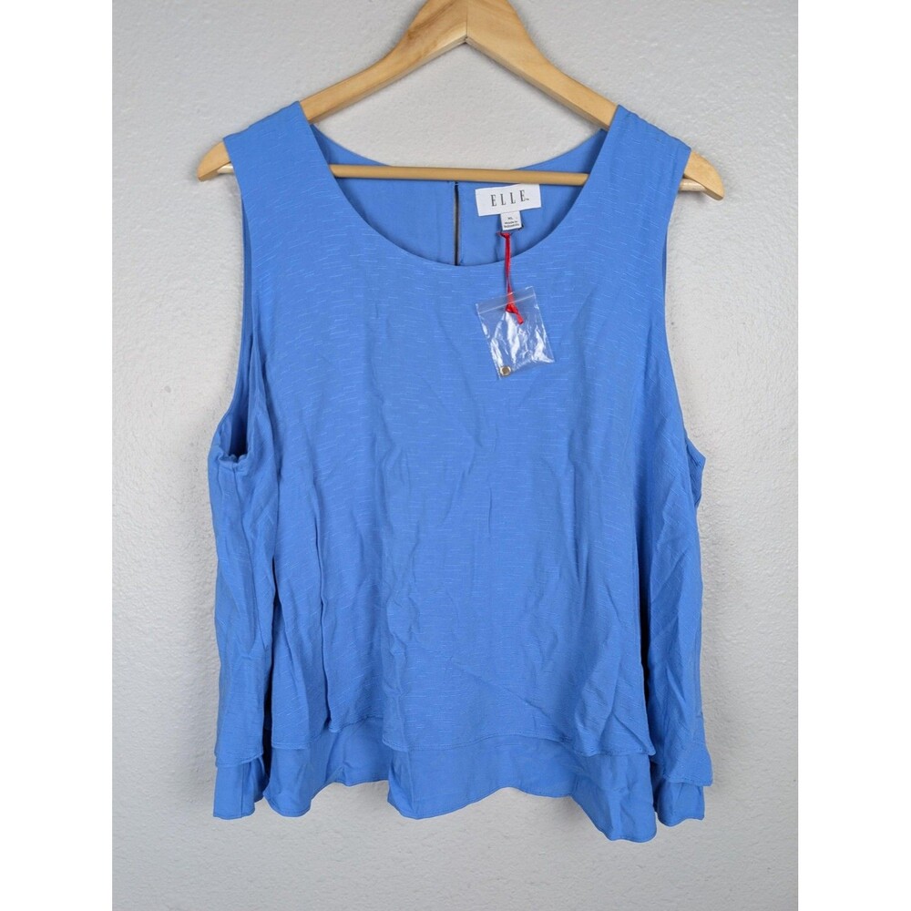 ELLE Tank Top Womens XL Blue Sleeveless Rayon‎ Blouse